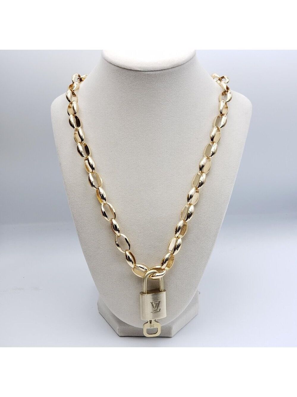 Gold-Plated Necklace with Authentic Louis Vuitton Padlock